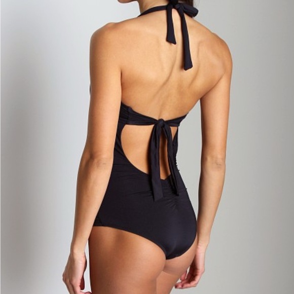 Vitamin A Maillot One Piece Bathing Suit Black NWT Size 10 - Picture 1 of 8